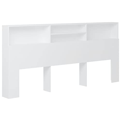 vidaXL Mueble Cabecero Armario de Cama con Almacenaje Pared Dormitorio Estantería Habitación Libros Decoraciones Blanco 220x19x103,5 cm