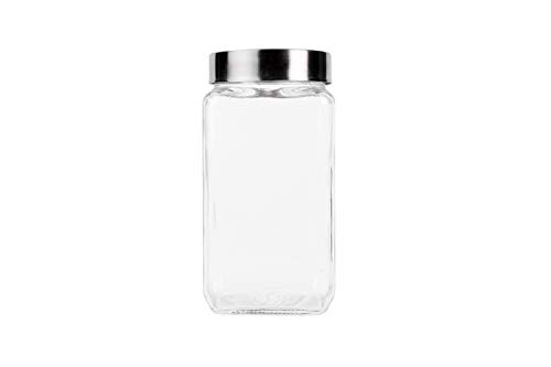 Image of Glass Jar with Lid, Cube Glass Container for Kitchen, 1000 ml, pack of 2