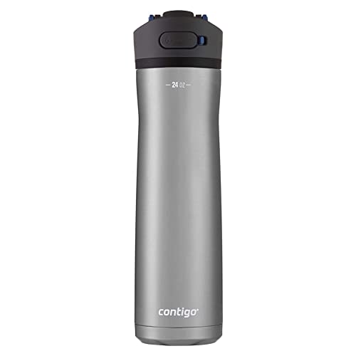 Image of Contigo Ashland Chill 2.0, 24oz., Stainless Steel Water Bottle with AUTOSPOUT Lid, Steel /Blue Corn