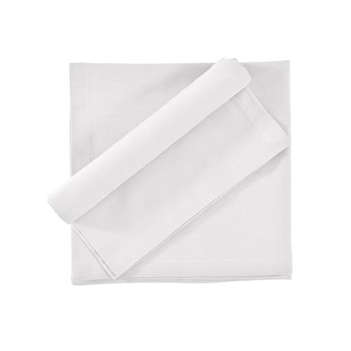 Image of FINGERCRAFT Table Napkins 18x18 Inches Set of 6 Cotton Linen Blend Fabric Dinner Cloth Napkins Washable and Reusable, Good Absorbency for Home, Parties, Hotels (White)