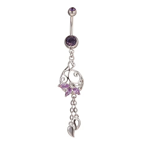 Wycian Piercing para ombligo, de acero inoxidable, atrapasueños con circonita cúbica, para mujer, Acero inoxidable, Sin piedra preciosa