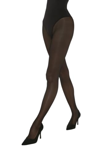 Fiore Idalia – Mallas para mujer, efecto satinado, nailon fino, 20 den - Negro - M