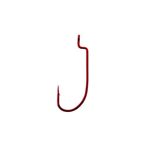 Image of Owner Red Offset Shank Wide Gap Worm Hook, 4 /0, Red