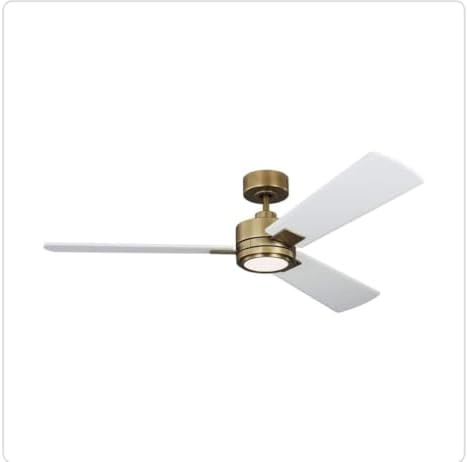 Monte Carlo Harris - 3 Blade Ceiling Fan with Light Kit-12 Inches Tall and 56 Inches Wide-Hand Rubbed Antique Brass Finish-Matte Whi