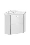  Mueble de Lavabo esquinero FINKA, Lavabo Opcional, Mueble para baño pequeño, Mueble Colgante (con Lavabo)