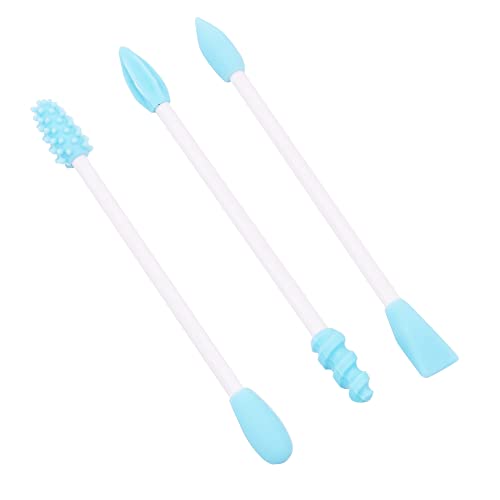 VOANZO Reusable Cotton Swabs Washable Portable Silicone Swab with Mirror for Makeup Ear Cleaning Beauty(Blue ) - Image 4