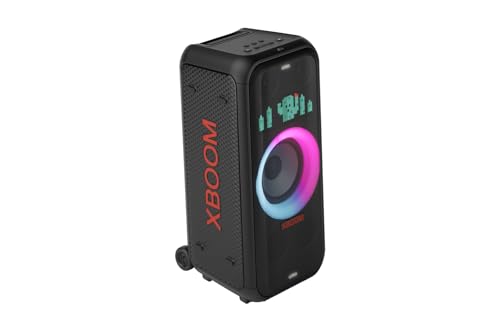 LG xboom DXL7T, rollbarer Bluetooth-Lautsprecher (250 W, Karaoke- & DJ-Funktionen, Beleuchtung), Schwarz [Modelljahr 2024]