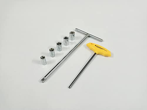 Image of 1 /4 inch Drive T-Handle with 8mm, 9mm, 10mm, 11mm and 12mm Hex Socket Set and 4mm Hex Allen Key, Anti-Slip & Anti-Corrosion properties (Combo 15)