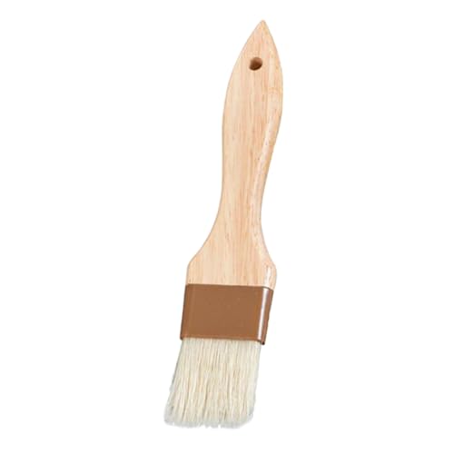 ABOOFAN 1pc Wooden Handle Wool Brush Heat Resistant Bbq Pastry Brush for Cooking Baking and Roasting with Utility Hanging Khaki Color