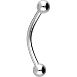 PIERCINGLINE Chirurgenstahl Banane 2 KUGELN Gebogener Piercing Stab Augenbraue Intim Brust Ohr Silberfarben 3 x 1,2 x 10 mm