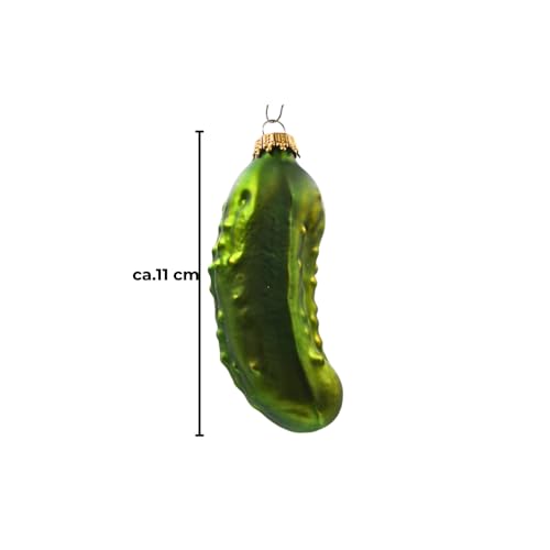 Adorno de pepino navideño Dekohelden24 en vidrio de 11 cm para decoración de abetos 6