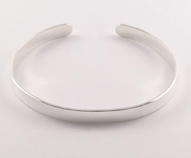 925 Sterling Plain Silver Adjustable Bangle Bracelet Every Day Jewelry For Men/Women
