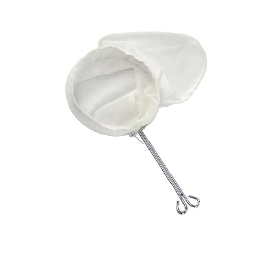 1 Bolsa de Filtro Leche Frutos Secos algodón con Cremallera y Anilla Acero for Cocina, Queso, Bayas, Sopa, Zumo Fruta, Yogur, café té