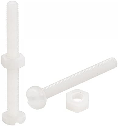 sourcing map 20 Pairs Nylon Screw Nut Assortment, M4x12mm Slotted Pan Head Screws & M4 Hex Nuts for Machinery, Electronics, White
