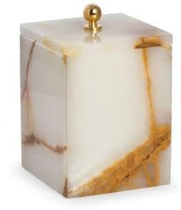 Miniatura 2 de Bey-Berk Bote de baño de mármol de ónix verde con tapa