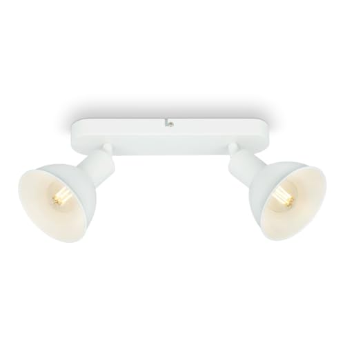 BRILONER Leuchten &ndash; Retro Deckenlampe, 2-flammige Retro Deckenleuchte, Deckenspot E14, Verstellbar, Wei&szlig;, 270 x 140 x 60 mm, 2674-026