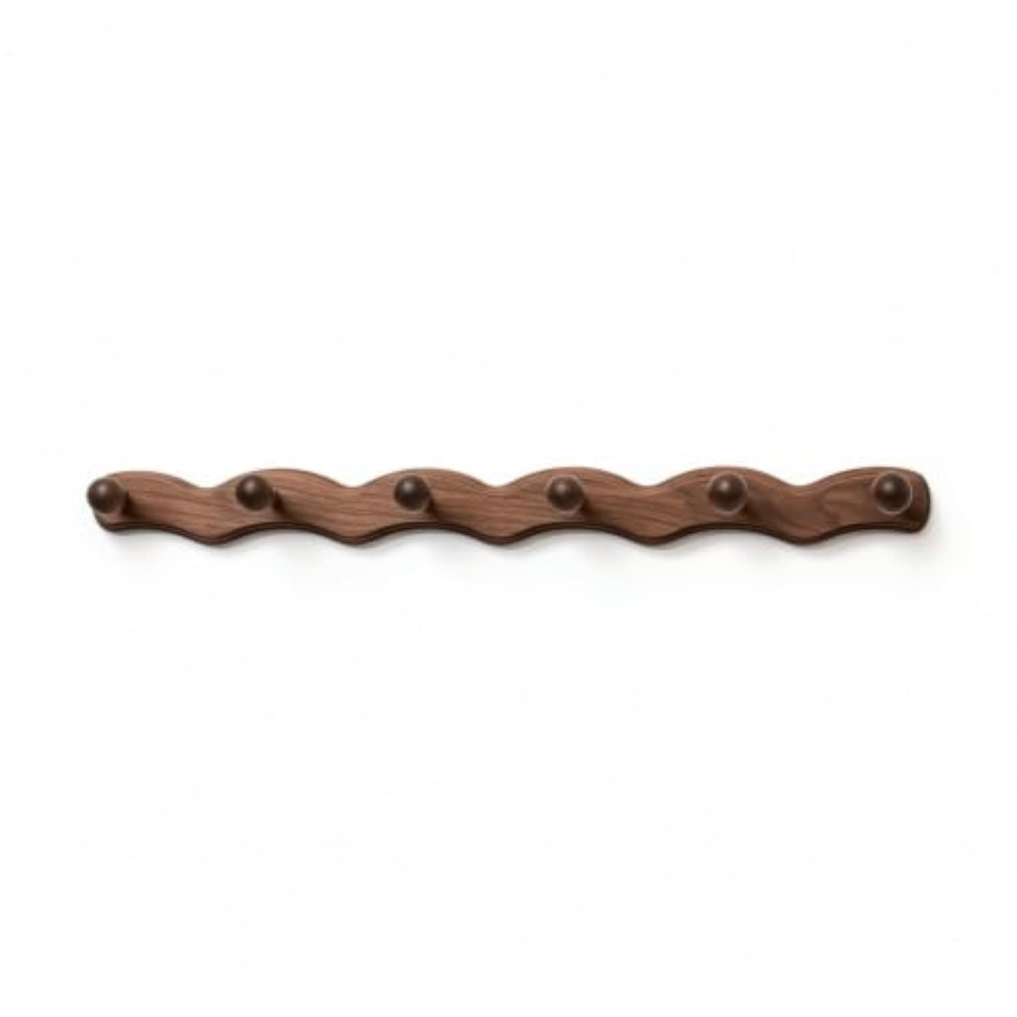 Wave-Inspired Wooden Coat Rack with Hooks for Entryway