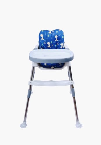 Image of Adjustable Baby High Chair with Safety Belt - My Giraffe Coco Baby Chair for Dining Table | 3-Level Tray, Waterproof Seat & Footrest | 2-Height Positions, Sturdy Stainless Steel Frame (6M - 3Y, 20kg) (Light Blue - Giraffe)