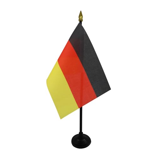 AZ FLAG - Germany Table Flag 4'' x 6'' - German Mini Desk Flag 100% Polyester 15 x 10 cm - Office Mini Banner with 10'' Pole - Golden Spear