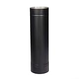 Tubo de chimenea de estufa de leña, 150 mm de diámetro, 0,5 m de longitud, acero inoxidable negro resistente a altas temperaturas