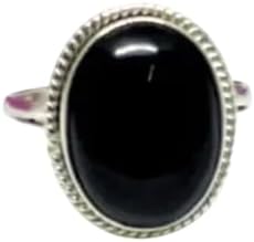 Natural Black Onyx Ring, Wide Ring, Simple Band Ring, Boho Ring, Vintage Ring, Healing Crystal Ring, Vintage Style Ring, Black Gemstone Ring, Natural Black Onyx Jewelry
