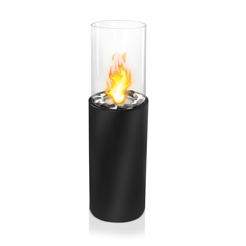 FIVMEN Ethanol Kamin Freistehender Standkamin mit Deko Steine und Löschhilfe Gartenkamin Feuersäule Terrassenfeuer Indoor & Outdoor 23x80 cm für Balkon Garten Deko