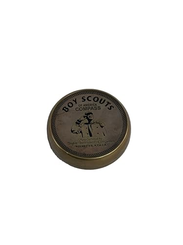 Brújula Boy Scout de latón | Acabado antiguo brillante | 8 x 8 x 2 cm | Equipo para exteriores y aventura miniatura 1