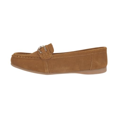 Jo & Joe Women’s Suede Comfort Loafers with Gold Buckle – Cushioned Slip-On Casual Flats for Everyday Wear Sizes 4-8 - Image 5