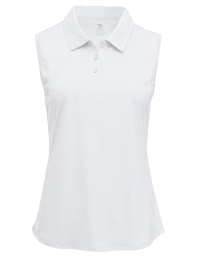 BGOWATU Women's Golf Shirts Sleeveless Polo Shirts Collared 3 Buttons Tennis Tank Tops UV Protection Quick Dry