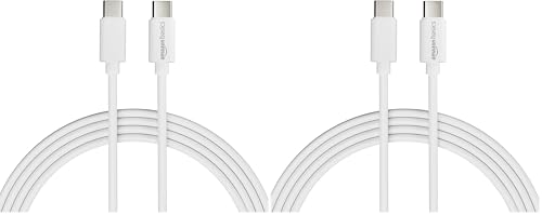 Image of amazon basics Plastic Type-C To Type-C 45W Fast Charging And 480 Mbps Data Sync Usb Cable (1.2M, White), Smartphone (Pack of 2)