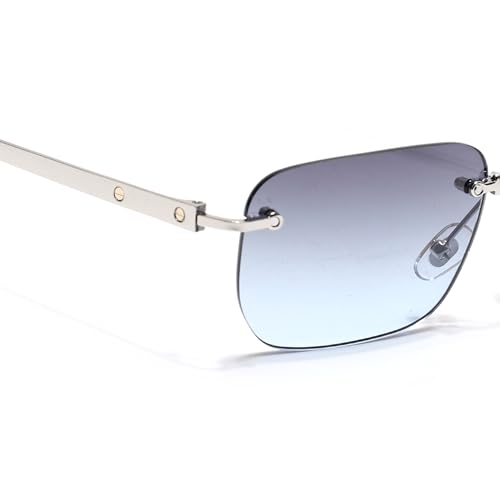 Image of Voyage Rimless Polarized Sunglasses for Men & Women (Black Lens | Black Frame - MG7601)