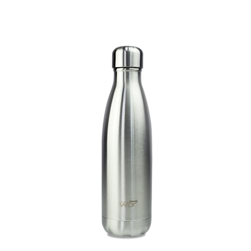 WD Lifestyle Stainless Steel Water Bottle -17 Fl Oz - Double Wall Vacuum Insulated Containers - Keeps Drinks Cold for 24 Hours and Hot for 12 - Leak Proof - BPA Free (Silver)
