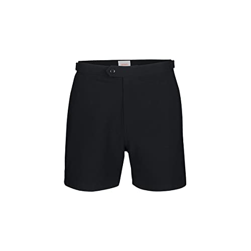 SWIMS Men's Paloma Seersucker Short, Swimming Trunks Bathing Suit Board Shorts for Men, 5 Inch Inseam Quick Dry with Pockets Male Swimwear, Mens Beach Short (Black, 36)