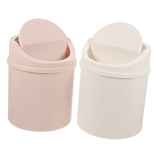 WHAMVOX 2pcs Mini Desk Trash Cans Lid Korean Organizer Small Garbage Bins for Desktop Bin Set for Office Home