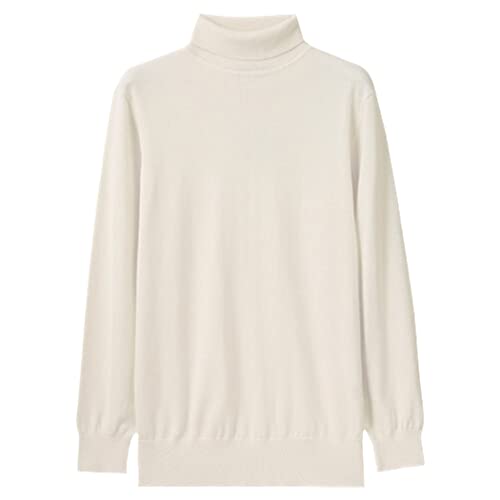 Pull col montant homme beige taille M vêtement manches longues chaud