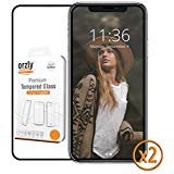 iPhone X Screen Protector [x2], Orzly iPhone X / iPhone 10 Pro-Fit Tempered Glass Screen Protector TWIN PACK for iPhone X [Full Screen Coverage] – BLACK Frame
