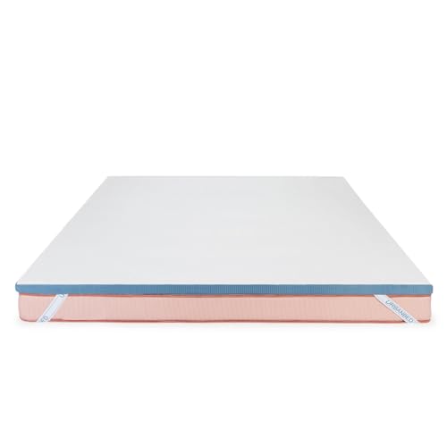 Image of UrbanBed Swirl Gel Memory Foam King Size Orthopaedic Mattress Topper | Waterproof Cover | Antiskid Bottom | 3 Body Zones for Optimal Support | 5 Years Warranty (78 inch x 72? x 1?) - White & Teal