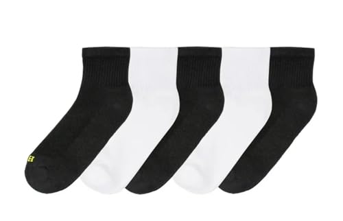 HUE Women's Mini Crew Cotton Blend Socks, Black & White, 5 pairs, One Size3