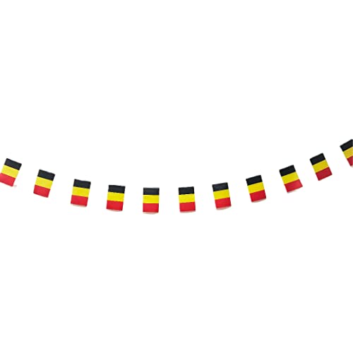 Pandiui23 Guirlande de drapeaux Belgique 40 unités, 11,4 m, Ronde, Rouge, Jaune, Noir, Guirlande de drapeaux pour décoration de bars, jardins et événements
