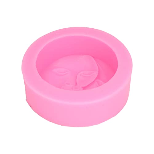 Molde de silicona de cara de luna redonda 3D, moldes de silicona sol y luna, moldes de jabón de silicona, moldes artesanales en forma de cara DIY moldes de jabón hechos a mano