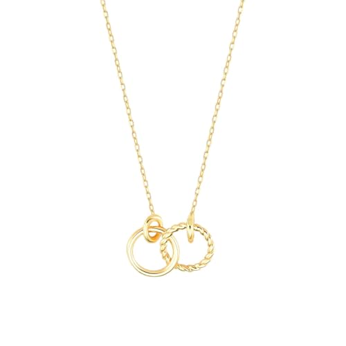 Gelin Interlocking Circle Necklace in 14K or10K Solid Gold | Real Gold Necklace for Women