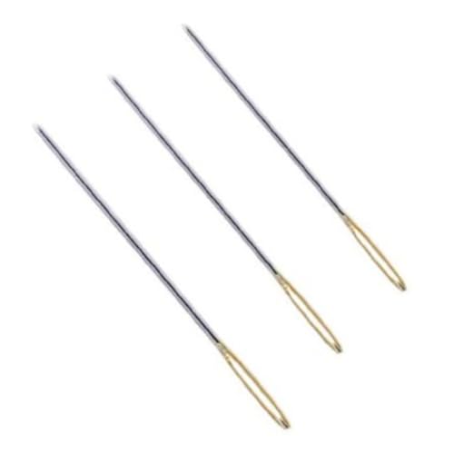 Beatifufu 18pcs Carbon Steel Golden Tail Needles Large Hole Cross Stitch Needles for Embroidery Sewing DIY Projects