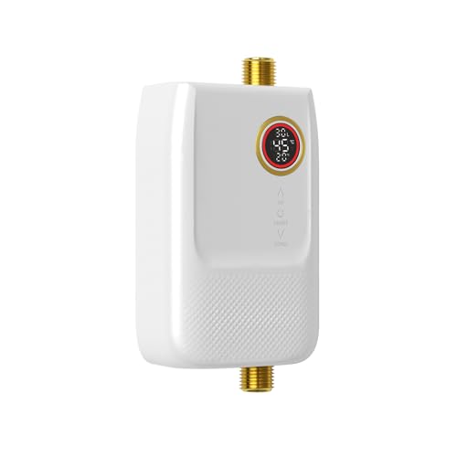 GWOalseO Calentador de agua 5500 W, construcción de ABS y aluminio de bajo consumo, control inteligente de la temperatura, control remoto, diseño compacto para uso doméstico