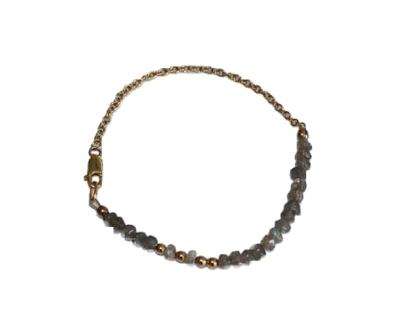 Bracelet labradorite 3mm anti-ternissement perles facettées et fermoir sécurisé doré