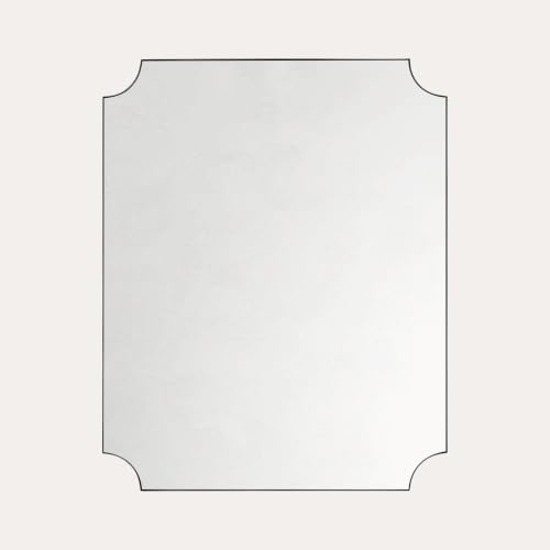 Image of TEHOME 24x30'' Black Vanity Mirror for Bathroom, Matt Black Scalloped Framed Bathroom Vanity Mirror