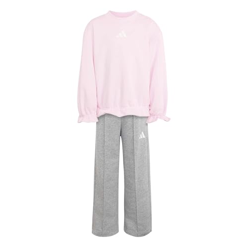 Image of adidas Girl's Seasonals Ruffles Sweatset Little Girls Track_Suit, clear pink/white, 5-6 Years