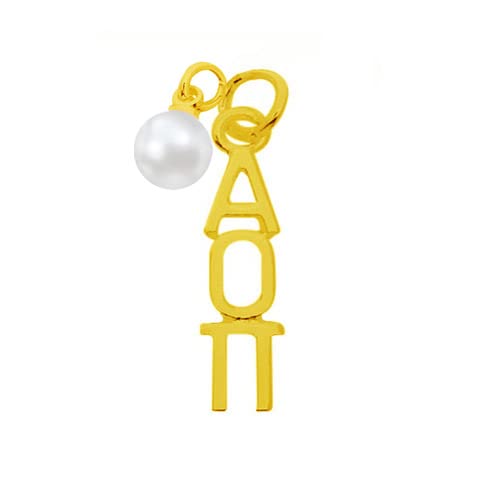 Alpha Omicron Pi Necklace with Pearl, Sorority Lavaliere Necklace, Big Lil Sis Rush Week3