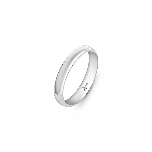 Amberta Allure Alianza de Boda para Mujer en Oro Blanco de 9 Quilates: Anillo de Oro Blanco 3.5 mm - Talla 25