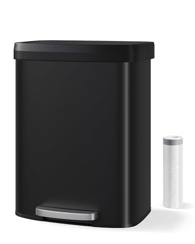 Caneca de basura rectangular 60L negra con tapa miniatura 6