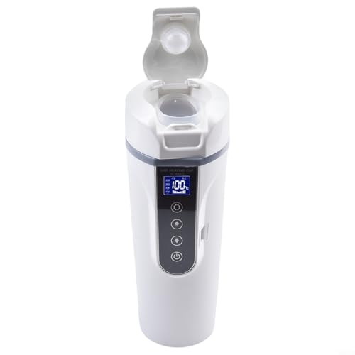 Aprilsunnyzone Calentador de agua eléctrico para coche Taza de viaje aislada de 500 ml con pantalla digital 12V/24V Identificación de voltaje 4 ajustes de temperatura Negro Blanco (blanco)